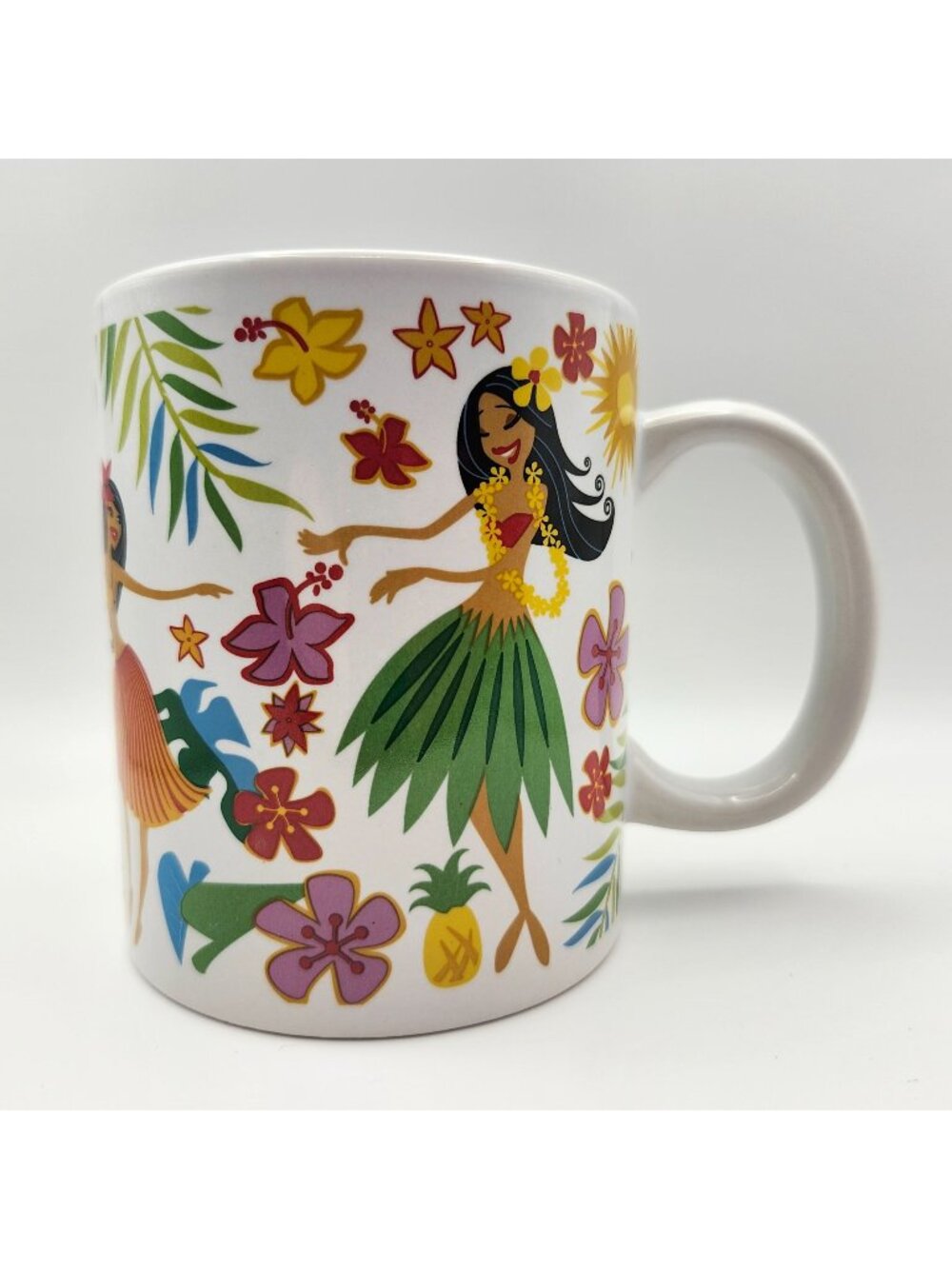 ABC Store Hawaii Hawaiian Hula Dancer 12oz Coffee Mug Cup Tropical Flowers